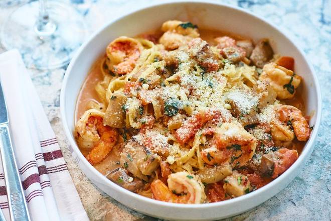 Order Shrimp & Eggplant Linguine food online from Founding Farmers Tysons store, Providence on bringmethat.com