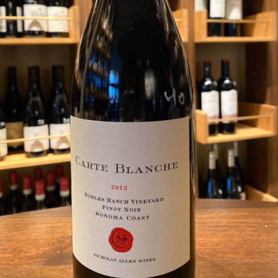Order 2012 Carte Blanche Pinot Noir "Nobles Ranch Vineyard" Sonoma Coast, CA food online from Resolute Wine Shop store, San Francisco on bringmethat.com