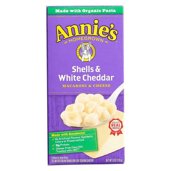 Order Annie's Homegrown Shells & White Cheddar Macaroni & Cheese 6oz food online from Everyday Needs by Gopuff store, Montgomery on bringmethat.com