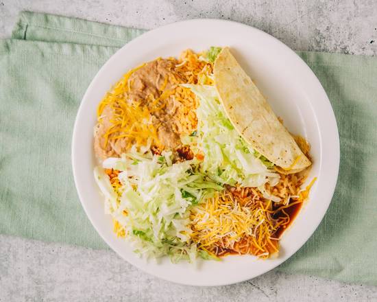 Order #5 -  Shredded Beef Taco & Enchilada food online from Betos Mexican Restaurant store, Salt Lake City on bringmethat.com