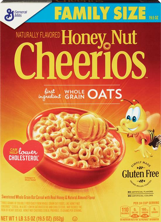 Order Honey Nut Cheerios Cereal, Family Size, 19.5 OZ food online from Cvs store, MARTINEZ on bringmethat.com