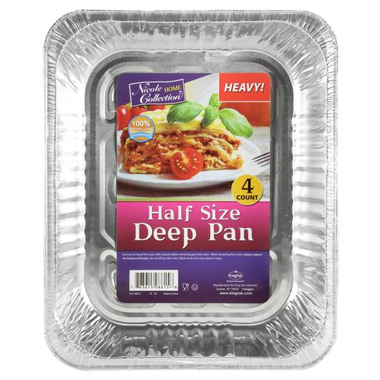 Order Nicole Home Collection Half-Size Deep Aluminum Pan 4pk food online from Everyday Needs by Gopuff store, Baton Rouge on bringmethat.com