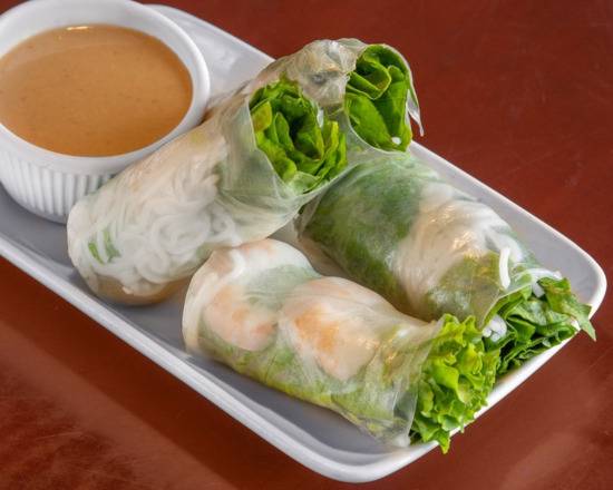 Order Shrimp Spring Rolls Peanut Sauce food online from New Leaf Bistro store, Seattle on bringmethat.com