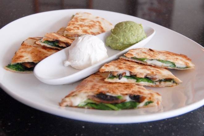 Order Mushroom and Spinach Quesadilla food online from Cocina 214 store, Winter Park on bringmethat.com