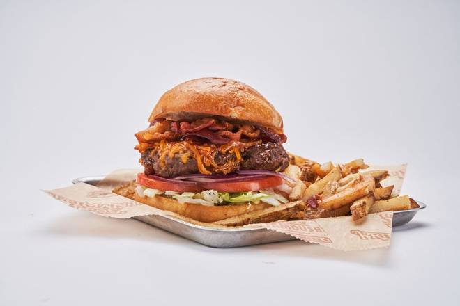 Order BBQ Bacon Cheddar Burger food online from Primanti Bros store, Morgantown on bringmethat.com
