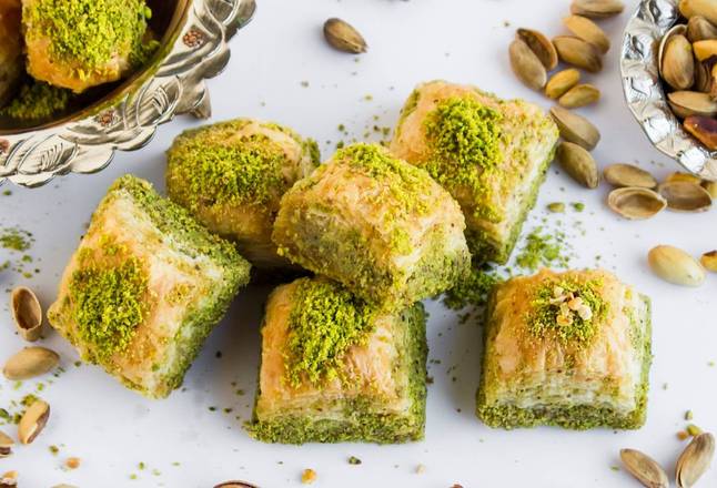 Order Large Pistachio Baklava food online from The Kebab Kitchen store, Irving on bringmethat.com
