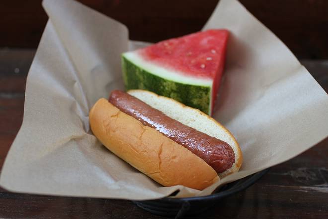 Order Nathan's All Beef Hot Dog food online from Lazy Dog Restaurant & Bar store, Addison on bringmethat.com