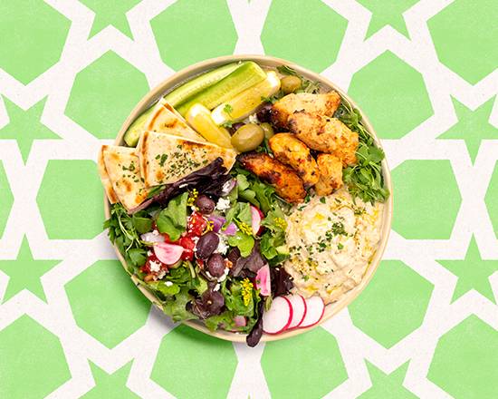 Order Chicken Kabob Baba Ghanoush Plate food online from Fabulous Falafel store, Fullerton on bringmethat.com