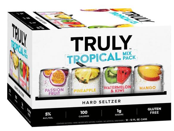 Order Truly Tropical Mix, 12pk-12oz can seltzer (5.00% ABV) food online from Fresko Market store, Miami on bringmethat.com