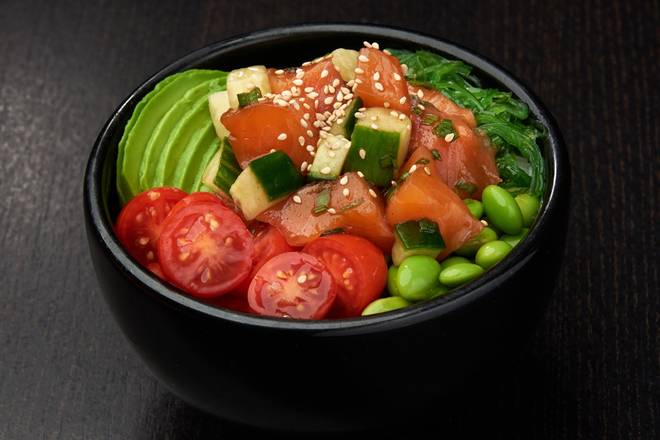 Order SPICY SALMON BOWL*  food online from Ikura Sushi Lounge store, Coral Gables on bringmethat.com