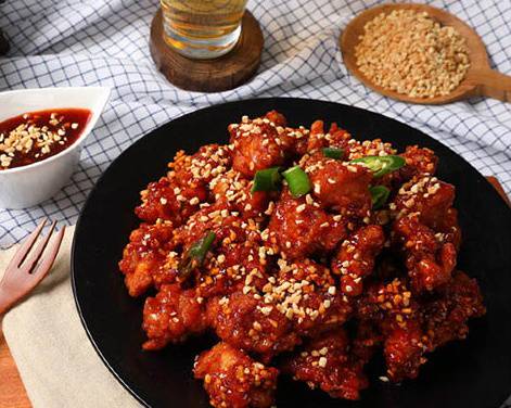 Order Spicy Chicken Gangjung (매운 닭강정) food online from Ohmani Bap store, Mason on bringmethat.com