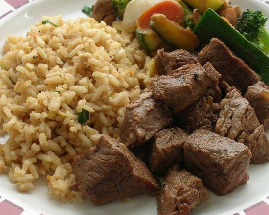Order Hibachi Steak with Fried Rice (8 oz) food online from Wow Wings & Hibachi store, Spartanburg on bringmethat.com