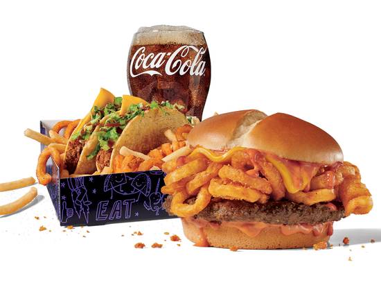 Order Sriracha Curly Fry Burger Munchie Meal food online from Jack in the Box store, Chandler on bringmethat.com