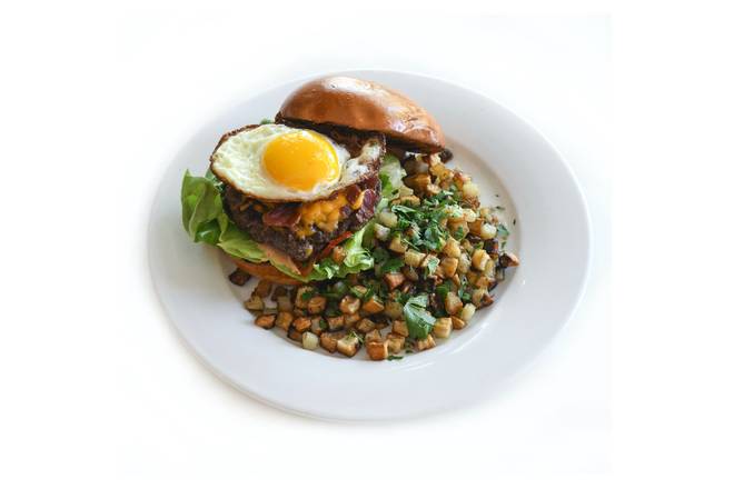 Order Brunch Burger (GFP) food online from Blu Jam Café store, Tarzana on bringmethat.com