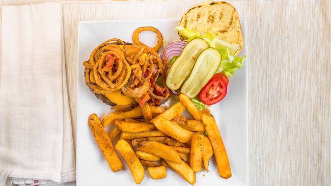 Order Elvis Burger Deluxe food online from Popei's Clam Bar store, Coram on bringmethat.com
