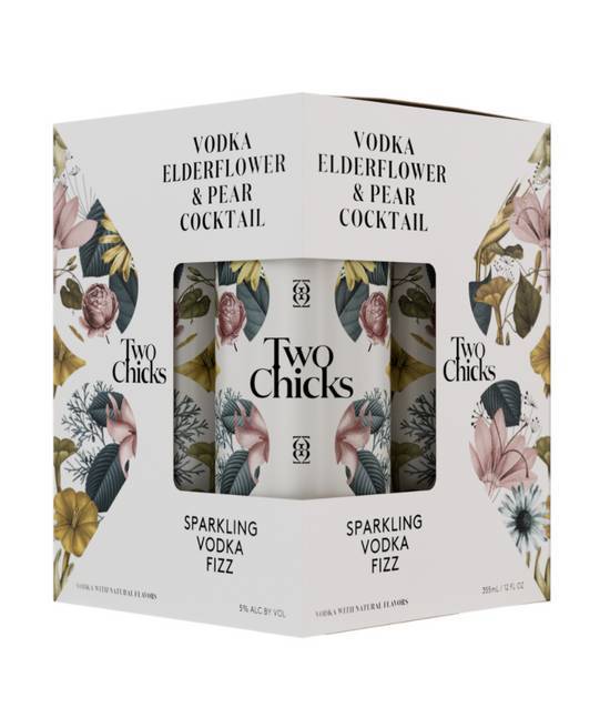 Order Two Chicks Vodka, Elderflower & Pear - 4 Pack - 12oz Cans (5.0% ABV) food online from The Local - Jacksonville store, Jacksonville on bringmethat.com
