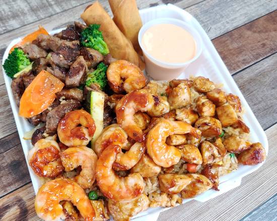 Order Chicken, Shrimp, and Steak Combo food online from Sakura Grill store, El Monte on bringmethat.com