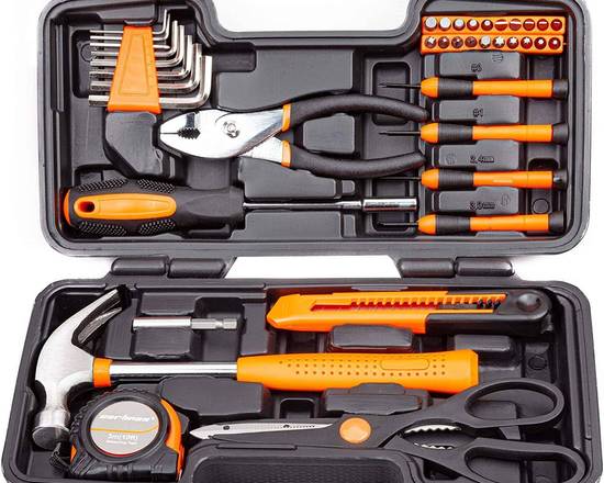 Order CARTMAN Orange 39-Piece Tool Set - General Household Hand Tool Kit with Toolbox Storage Case food online from Turbo Merce store, Alpharetta on bringmethat.com