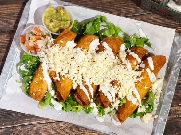 Order Flautas x5 food online from Parriyas Restaurant store, West New York on bringmethat.com