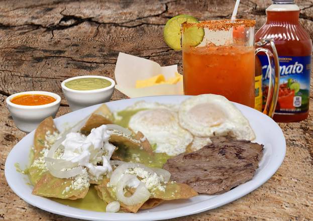 Order Chilaquiles Con Carne Asada food online from El Mercadito Mexican Restaurant store, Memphis on bringmethat.com