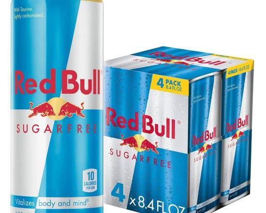 Order Red Bull Sugar Free (pack of 4)  food online from Nashville Hot Chicken Shack store, Westminster on bringmethat.com