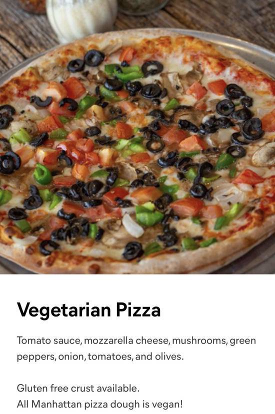 Order Vegetarian Pizza food online from Manhattan Pizza store, Fairfax on bringmethat.com