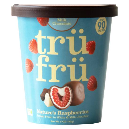 Order TruFru Frozen Milk Chocolate Raspberries 5oz food online from Drinks At Your Door by Gopuff store, Newton Highlands on bringmethat.com