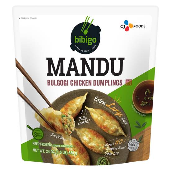 Order Bibigo Frozen Mandu Bulgogi Chicken Dumplings 24oz food online from Everyday Needs by Gopuff store, Baton Rouge on bringmethat.com