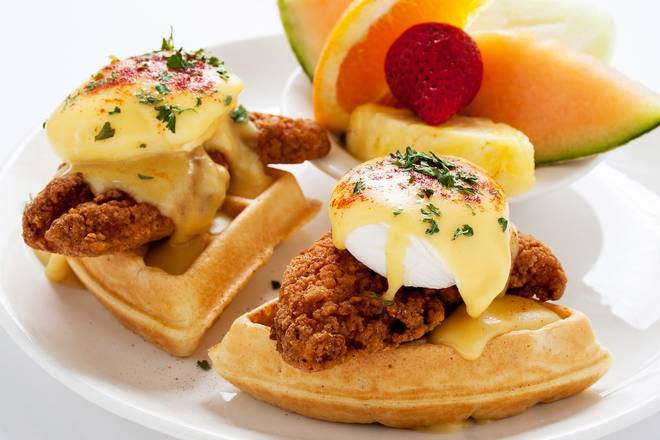 Order Chicken & Waffle Benedict food online from The Broken Yolk Cafe store, TEMECULA on bringmethat.com