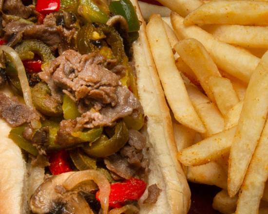 Order Philly Steak  Sandwich + Fries food online from La La Gyros store, Tampa on bringmethat.com