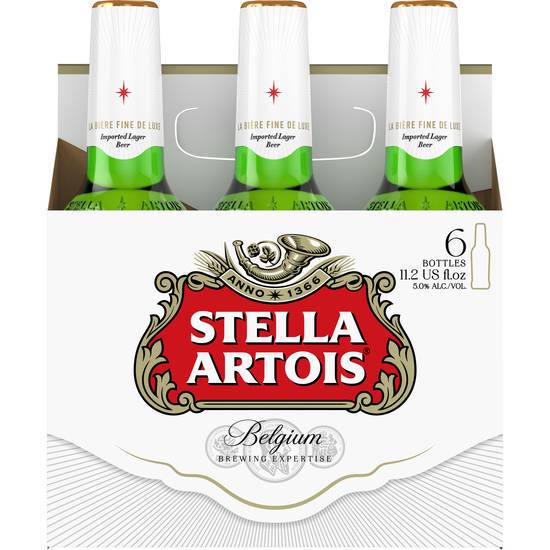 Order Stella Artois, 6pk-12oz bottle beer (5.2% ABV) food online from Spirit Shoppe store, GAINESVILLE on bringmethat.com