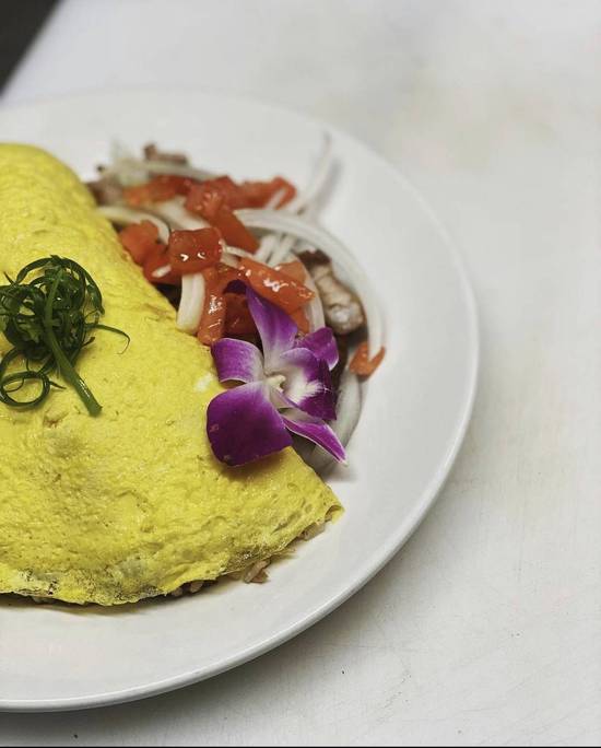 Order Adobo Fried Rice Omelette with Lechon Kawali food online from Guieb Cafe store, Wahiawa on bringmethat.com