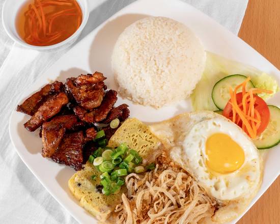 Order Grilled Pork, Pork Skin, Egg Meatloaf & Sunny side up egg (CTBC Opla) food online from Pho Quyen Vietnamese Restaurant store, Pinellas Park on bringmethat.com