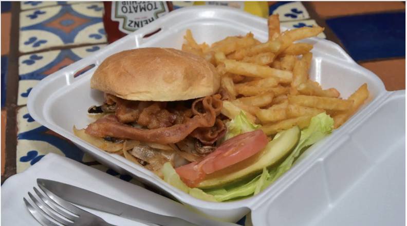 Order Swiss Burger with fries  food online from Stadium Diner store, Miami Gardens on bringmethat.com