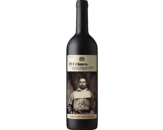 Order 19 Crimes Cabernet Sauvignon, 750mL wine (13.5% ABV) food online from Xtra Liquors & Wines store, WEST MIAMI on bringmethat.com