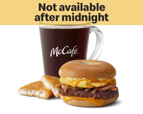 Order Steak Egg Cheese Bagel Meal food online from Mcdonald's® store, Wheeling on bringmethat.com