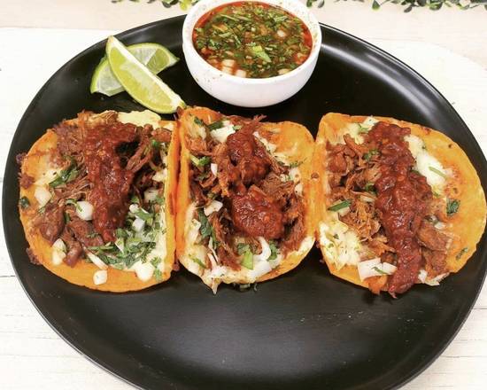 Order (3) Quesabirria Tacos food online from Jimmy Tacos store, Tampa on bringmethat.com