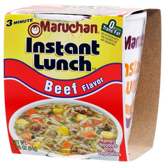 Order Maruchan Instant Lunch Beef Flavored Ramen Noodle Soup 2.25oz food online from Everyday Needs by Gopuff store, St. Petersburg on bringmethat.com