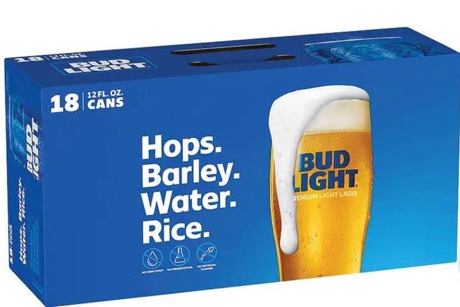 Order Bud Light, 18pk-12oz can beer (4.2% ABV) food online from Xtra Liquors & Wines store, WEST MIAMI on bringmethat.com