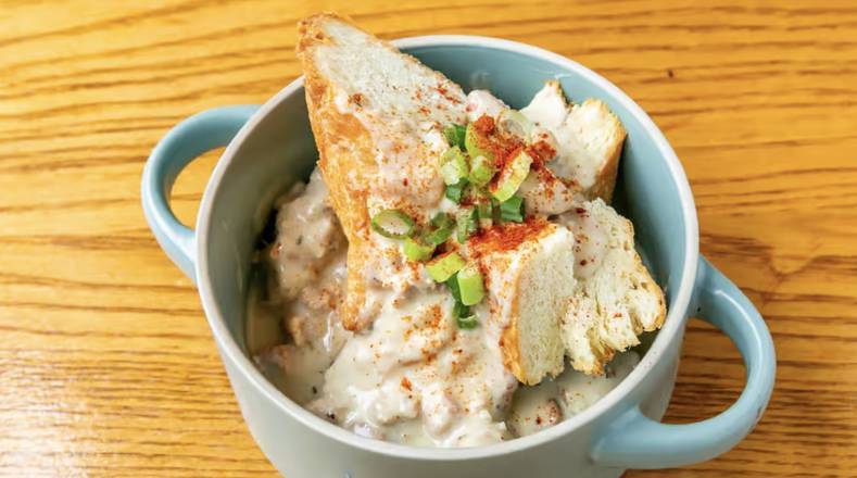 Order Biscuits & Gravy food online from Bodhi Cafe &amp; Bakery store, Corvallis on bringmethat.com