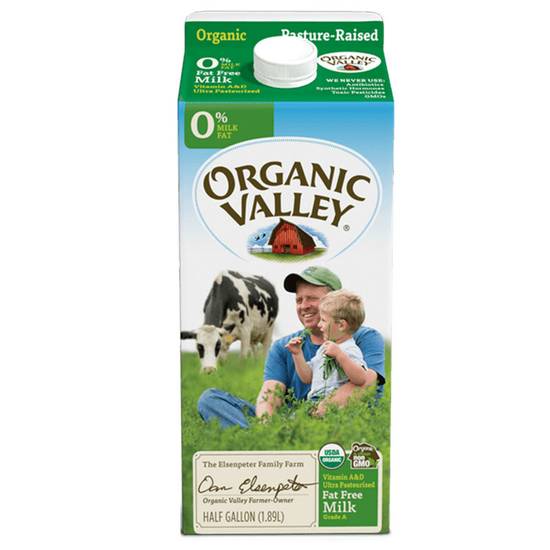 Order Organic Valley Non-Fat Reduced Fat Milk 1/2 Gallon food online from Everyday Needs By Gopuff store, Fairfield on bringmethat.com
