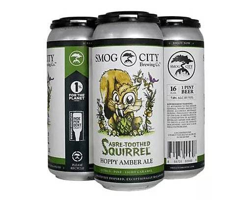 Order Smog City Sabre-Toothed Squirrel Hoppy Amber ALE 4pk-16oz (7.0% ABV) food online from Silver Liquor Market store, Los Angeles on bringmethat.com