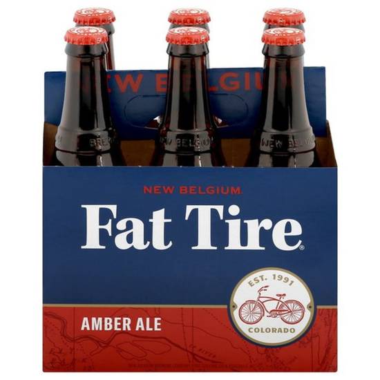 Order New Belgium Brewing Co. Fat Tire Amber Ale, Bottles 12 fl oz six pack food online from Rocky Liquor store, Claremont on bringmethat.com