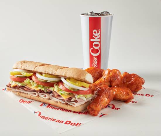 Order Sub Combo (5 pcs Wings and Drink) food online from American Deli store, Brunswick on bringmethat.com