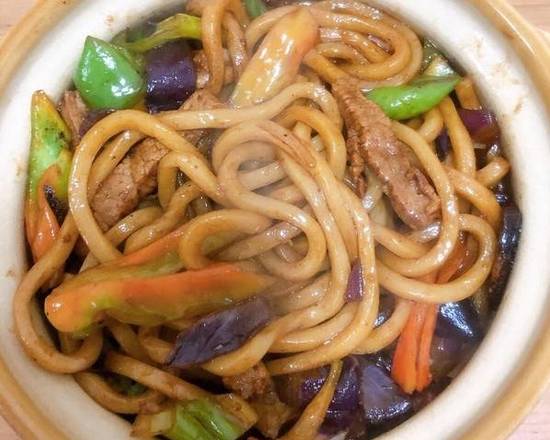 Order M10. Stir-Fried Udon with Shrimp 虾炒乌冬 food online from Chopsticks Cuisine store, Seattle on bringmethat.com