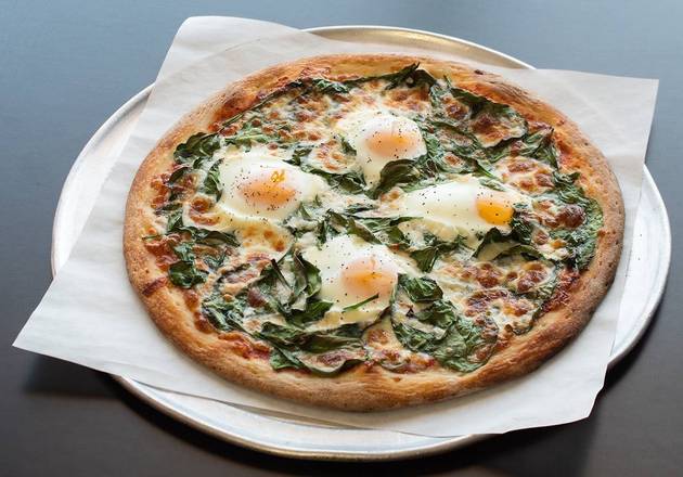 Order Eggs Florentine Pizza food online from Pizza Bayern store, Los Angeles on bringmethat.com