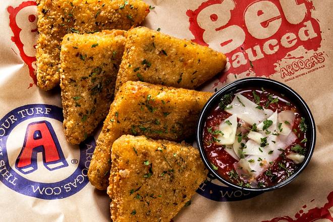 Order Hand-Breaded Mozzarella Triangles food online from Arooga's Route 11 store, Mechanicsburg on bringmethat.com
