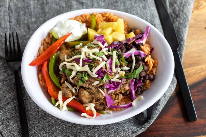 Order Pork Carnitas Fajita Bowl food online from Savory Salads store, Arlington Heights on bringmethat.com