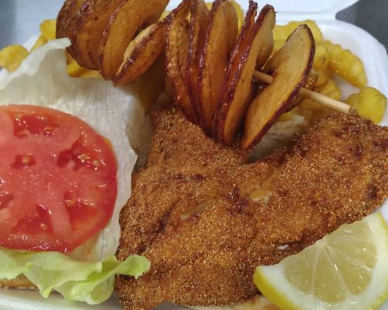 Order Fish Sandwich and Fries food online from Spot Eatz store, Orlando on bringmethat.com