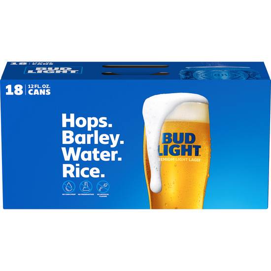 Order Bud Light, 18pk-12oz can beer (4.2% ABV) food online from Silver Liquor Market store, Los Angeles on bringmethat.com